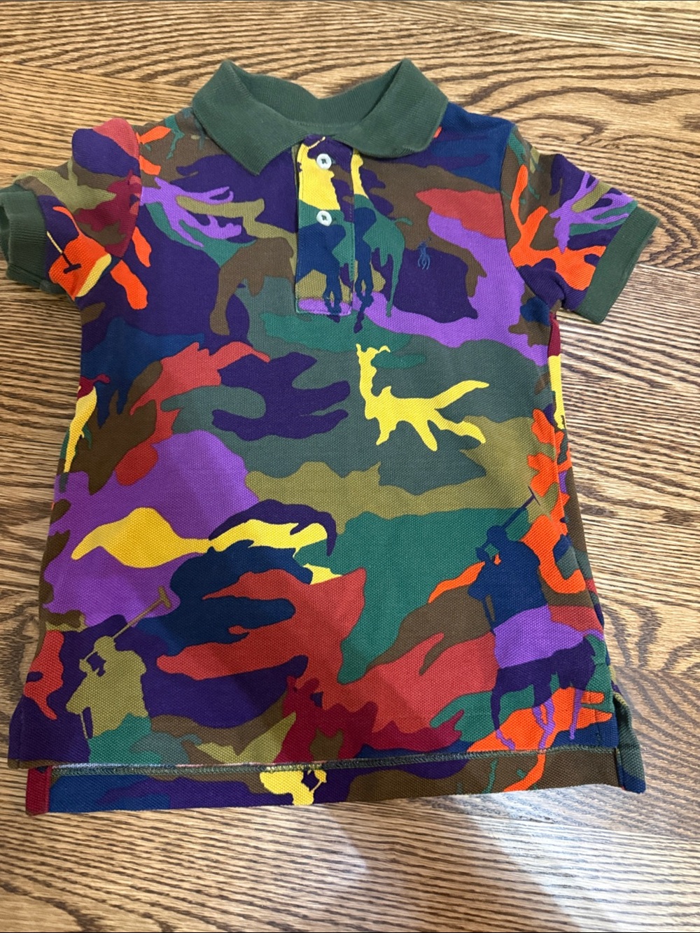 Polo by Ralph Lauren Multicolor Camo Polo Shirt with Green Collar
